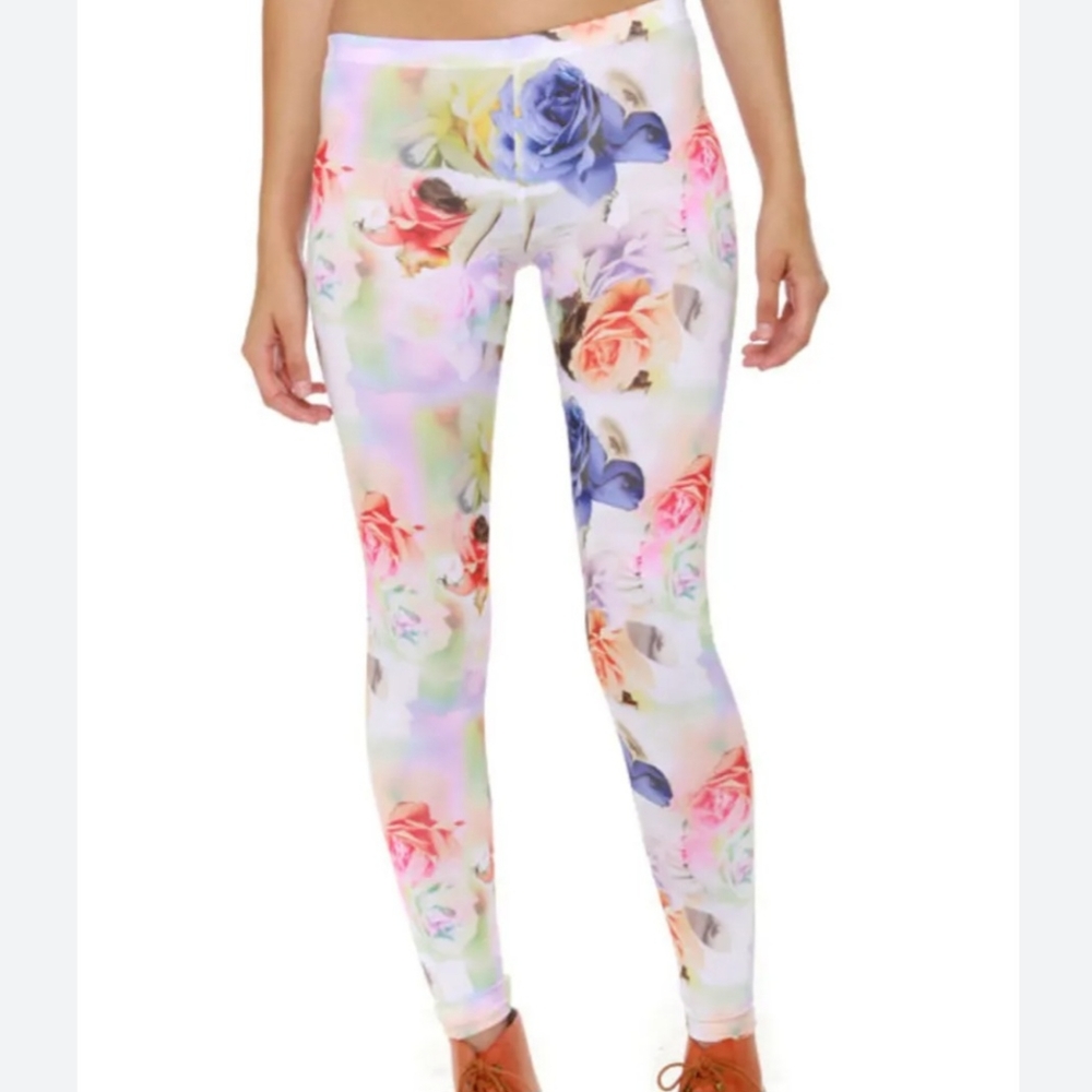 VOLCOM Hot Sunday floral print leggings size Lrg./14 EUC - Picture 7 of 7